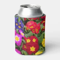 Colorful Springtime Medley of Primulas Can Cooler