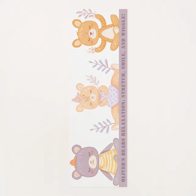 Cute Watercolor Bears Children's Yoga Mat