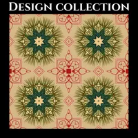Green Pine needles & Red Lace - Nostalgic Vintage Style Pattern