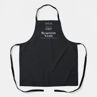 Modern Black Professional Business Logo Staff Name Apron