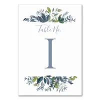 Wedding Table Number | Dusty Blue Greenery 1