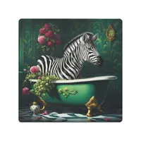 Zebra in a Bathtub Metal Print