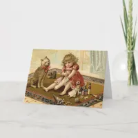 Vintage Christmas Child and Dog Card