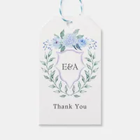 Floral Monogram Crest Wedding Gift Tags