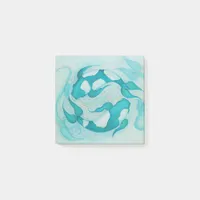 Koi Carp Fishes Aqua Blue Art Print Post-it Notes