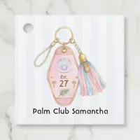 Palm Club Custom Year Retro Motel Key Bachelorette Favor Tags