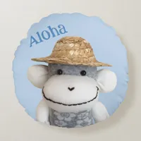 Aloha Sock Monkey(Boy) Round Pillow