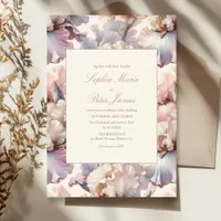 Elegant and Modern Blush and Mauve Flower Wedding  Invitation