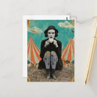Beautiful Woman Drinks Tea at the Circus Postcard