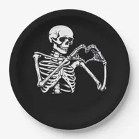 Skeleton Heart Hands Sign Halloween Costume Trendi Paper Plates