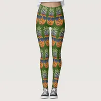 Pineapple Wearing Sunglasses Pattern Foodies Leggings