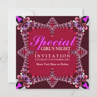 Girls Night Red Hot Pink Party Invitation