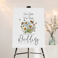 Bee Watercolor Wildflower Wedding  Foam Board