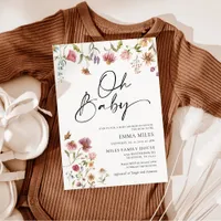 Oh Baby Wildflower Theme Baby Shower Invitation