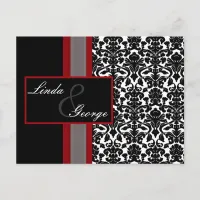 Red White Black Damask Wedding Invitations