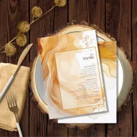 Amber Brandy Abstract Ink Wedding Menu ID1089