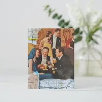 Retro Party Mixed Media Collage Postcard