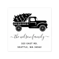 Christmas Tree Vintage Truck Return Address Self-inking Stamp