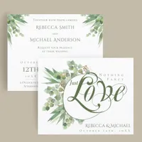 Budget Eucalyptus Just Love Wedding Invitation