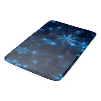 Deep Blue and Bright Snowflakes Large Bath Mat