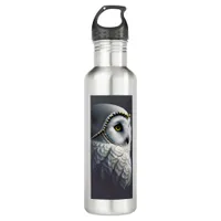 White and Gold Owl Stainless Steel Water Bottle
