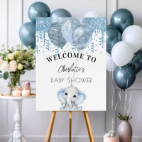 Baby Shower elephant boy blue white balloons Foam Board