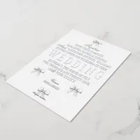 Elegant Coquette Hand Drawn Bows & Wedding Vows Foil Invitation