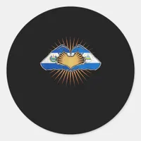 El Salvador And Nicaragua Heart Hands Minimal Classic Round Sticker