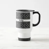 Black Geometric pattern Travel Mug