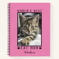 World's Best Cat Mom Paw Prints Pet Photo Pink Notebook