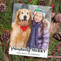 Pawsitively Merry Simple Custom Pet Photo Cat Dog Holiday Postcard