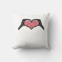 Skeleton Hand Heart Sign Valentines Day Classic Throw Pillow