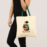 Pixel Art | Love My Parrot Personalized Tote Bag