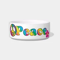 Peace and Flowers Bright Colors 60s Hippie Design Bowl