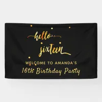 Sweet 16 black gold welcome banner