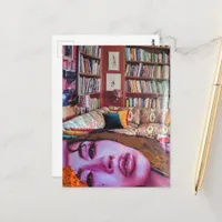 Face in the Library Room Collage Postcard