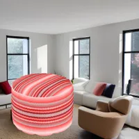 Modern striped design in various shades of red pouf