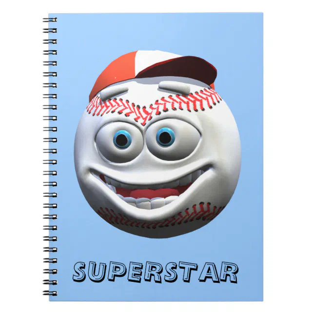 Funny Cartoon Baseball with Bat Notebook