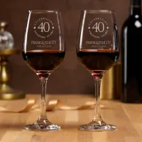 Elegant 40th Ruby Wedding Anniversary Celebration Wine Glass