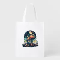 Cottagecore And Aesthetic Goblincore Mushroom Fair Grocery Bag