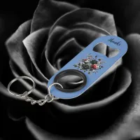 Happy 50th Birthday Red and Black Roses | Keychain Bottle Opener