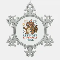 Let's Get Lit-erally Free Design - Fun Party Quote Snowflake Pewter Christmas Ornament