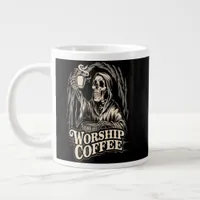 Worship Coffee Skeleton Giant Coffee Mug