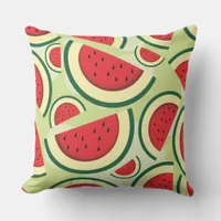 Pink and Green Summer Watermelon Slices Outdoor Pillow