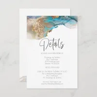 Wedding | Details Modern Aqua Alcohol Ink Invitation