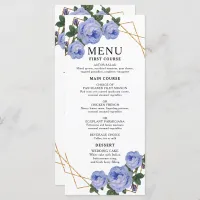 Elegant Gold Geometric Blue Floral Boho Wedding Menu