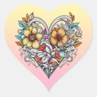 Floral Heart Romantic Heart Sticker