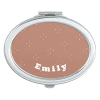 Monogram white arrow on mocha mousse background | compact mirror