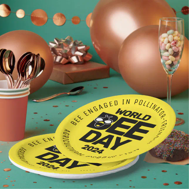 World Bee Day Yellow Black Pollinator Paper Plates