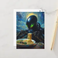 Alien Eating Ramen Postcard